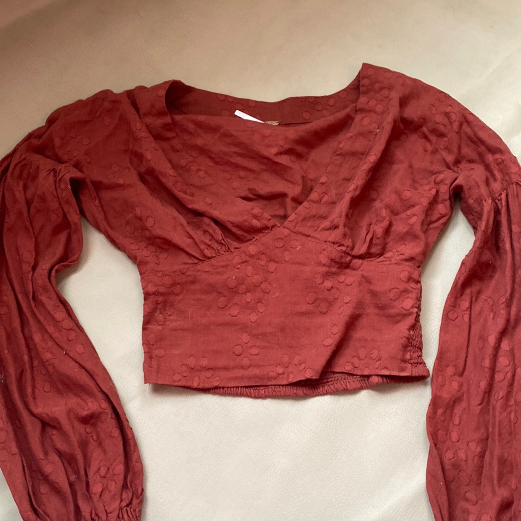 Free People Cropped Blouse Rust Orange